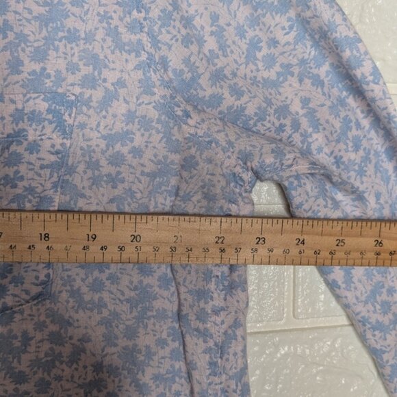 GAP Light Blue and White Floral Linen Blouse - Picture 4 of 5